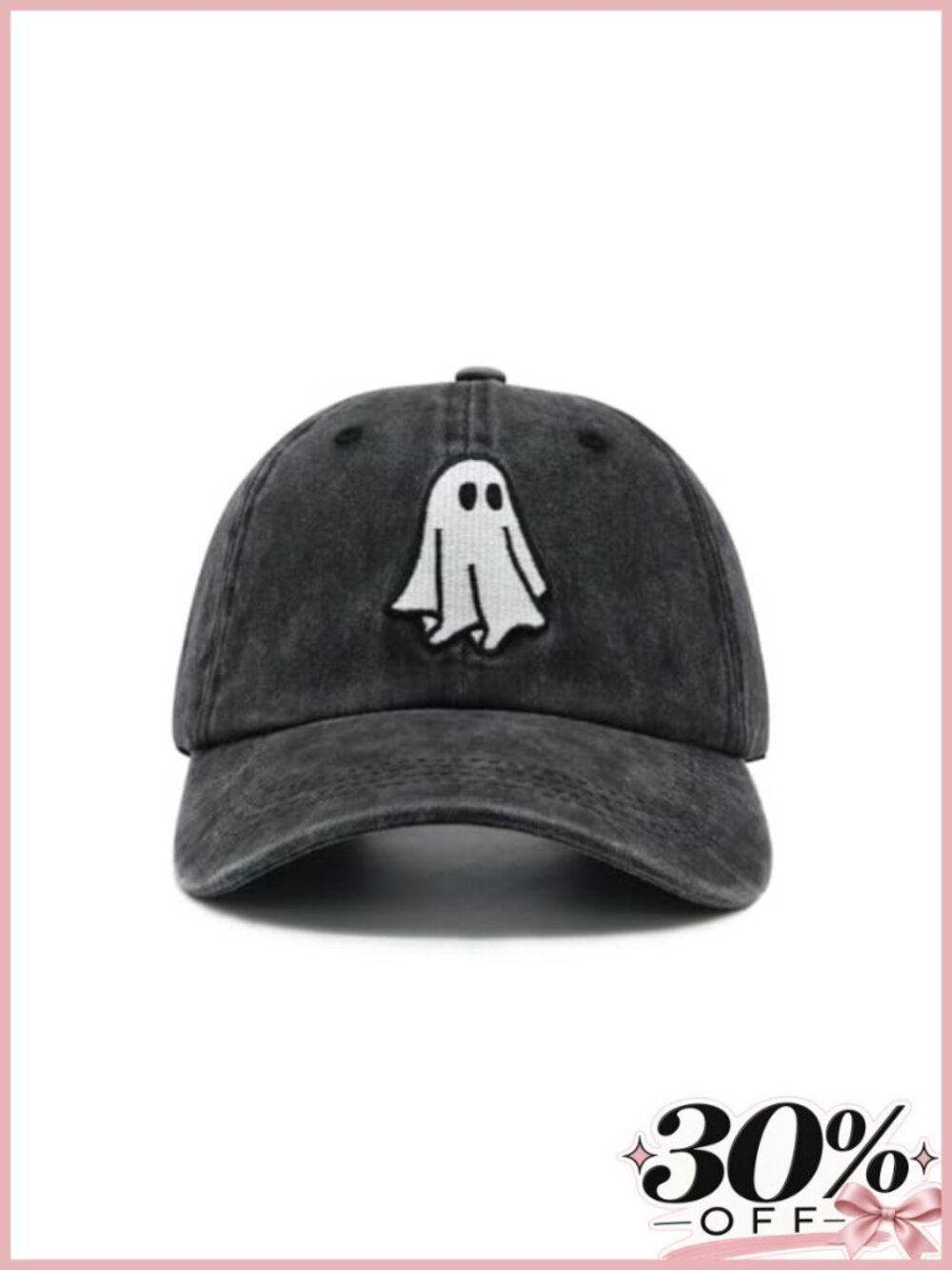 Embroidered Ghost Baseball Cap, Adjustable 100% Cotton Dad Hat
